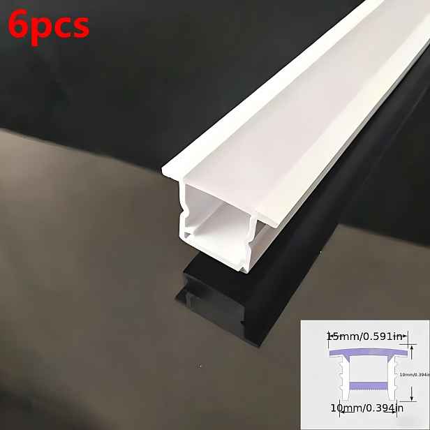 TEMU Balení 6/10 ks 1 metr 10 mm * 10 mm s přírubou a skrytým slotem, lineární světelný PC plastový kanál, zapuštěná instalace 10 mm * 10 mm