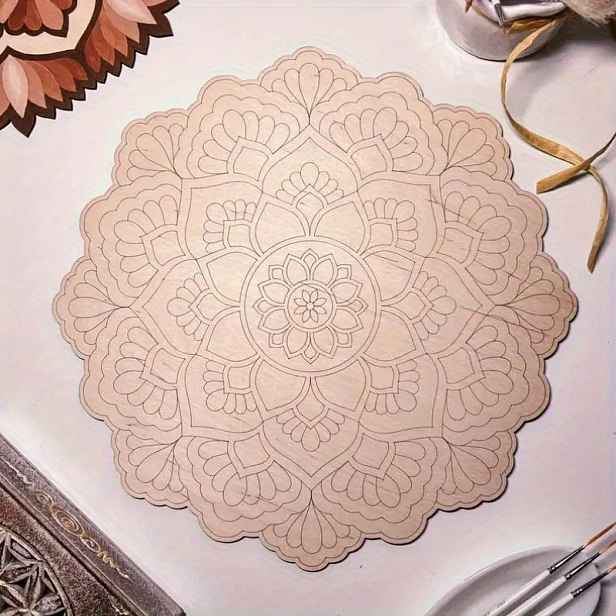 TEMU 4 Dřevěné Mandala Omalovací Podložky, Umělecká Relaxace, Řemesla, Omalování pro Dospělé, Malování, Domácí Dekorace, Pohodlné Kreslení, Omalovací