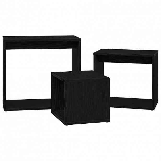 vidaXL Nesting stůl 3 ks Černý dub 55 x 30 x 50 cm Kompozitní dřevo
