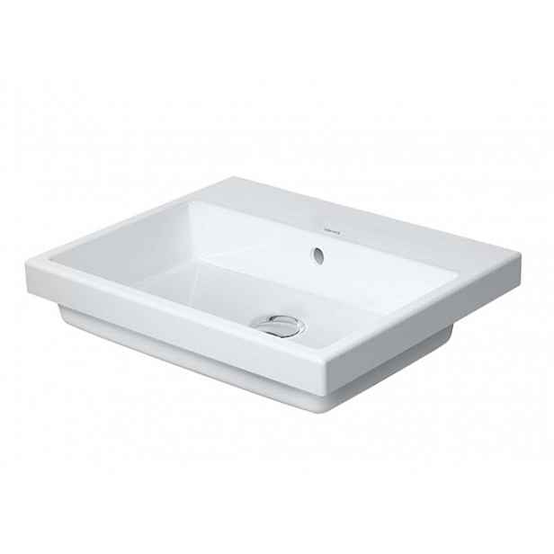 Duravit Vero Air - Umyvadlo vestavné 55x46 cm, s přepadem, bez otvoru pro baterii, bílá 0383550060