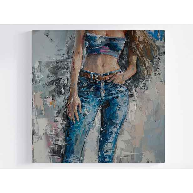 Obraz Na Plátně Obraz Na Plátně Olej Dívka Postava Pas Džíny 50x50