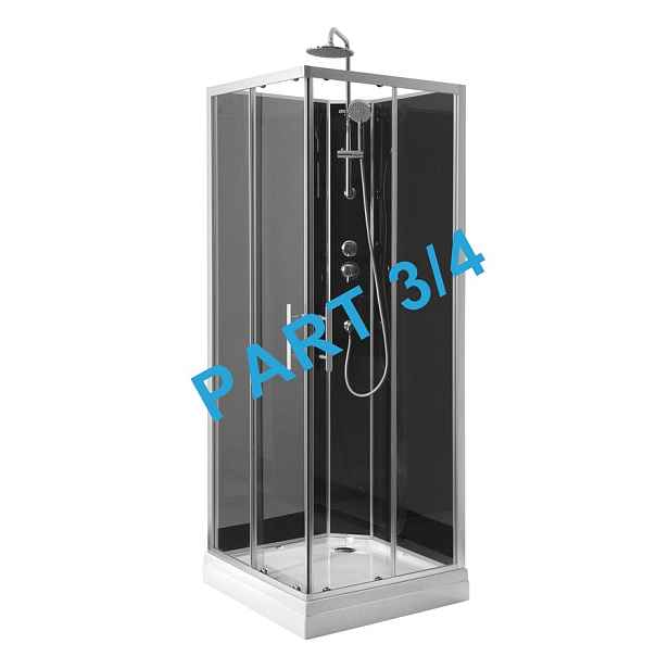 Aqualine GRANVIK sprchový box 800x800x2180mm část 3/4 zadní tmavé sklo