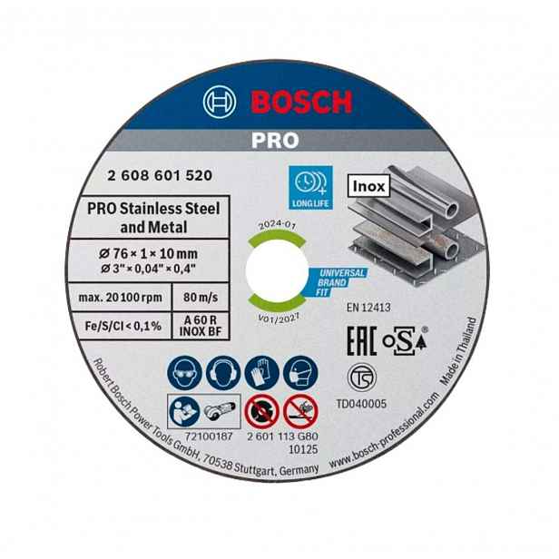 Bosch - Sada řezných kotoučů na nerezovou ocel 76x10 mm, 5 ks 2608601520
