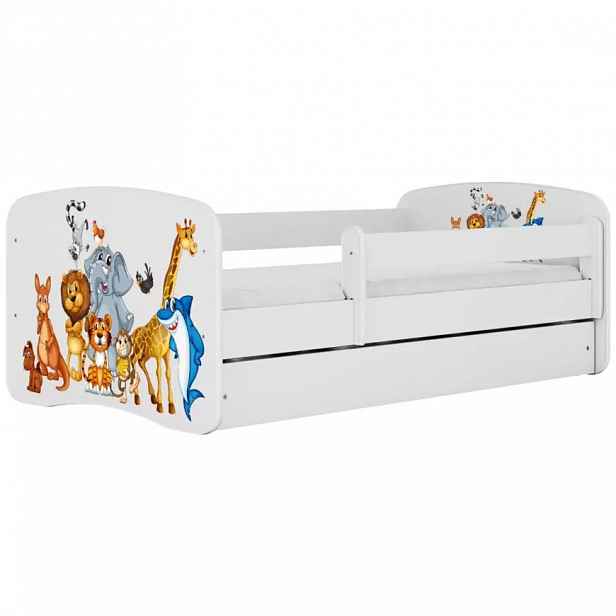 Dětská postel Babydreams+SZ+M bílá 70x140 Zvířátka