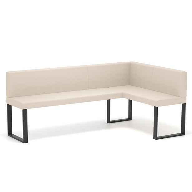 Idohome ROHOVÁ LAVICE SANA U pravá ekokůže hladká, 128/168 cm, béžová