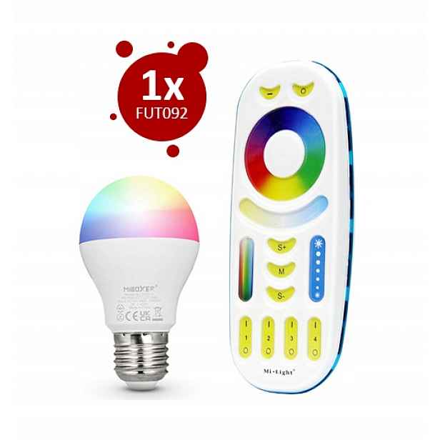 Led žárovka Mi-Light E27 6W A+ FUT014 Dálkový Ovladač 4-ZÓNOVÁ FUT092 Bílá