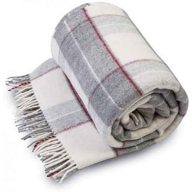 Merino Wool Vlněná deka 100% Vlna s třásněmi Polský 160/200 cm