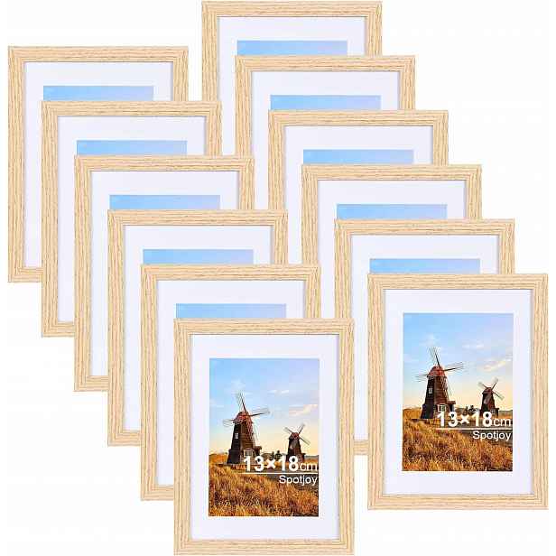 Rámeček na fotografie Sada rámků 12 ks Dřevěné rámečky 13x18 cm Sklo Akrylové
