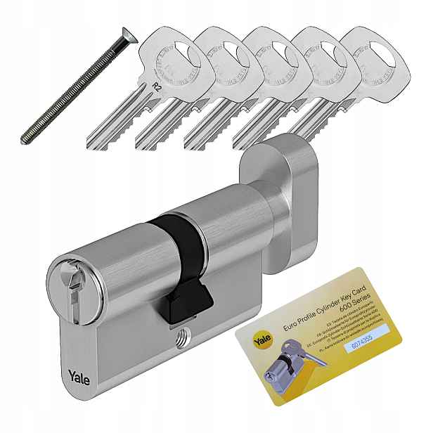 Vložka Yale Y600 45/60G s knoflíkem, satén, 5 klíčů