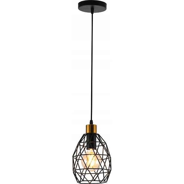 Závěsná Lampa Loft E27 Černá Mosaz Drátěná Vargo DL1418