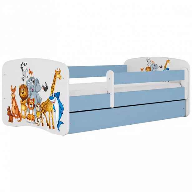 Dětská postel Babydreams+SZ+M modrá 70x140 Zvířátka