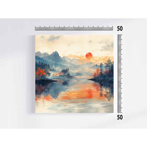 Obraz Na Plátně Canvas Krajina Jezero Hory Voda Západ Slunce Pohled 50x50