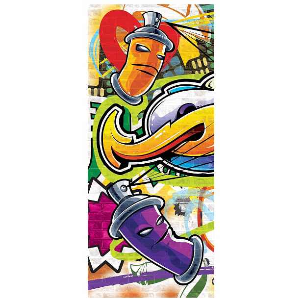Samolepicí Samolepicí Fototapeta Graffiti Barvy na cihle Loft Urban 91x211