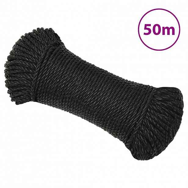 vidaXL Pracovní lano černé 3 mm 50 m polypropylen