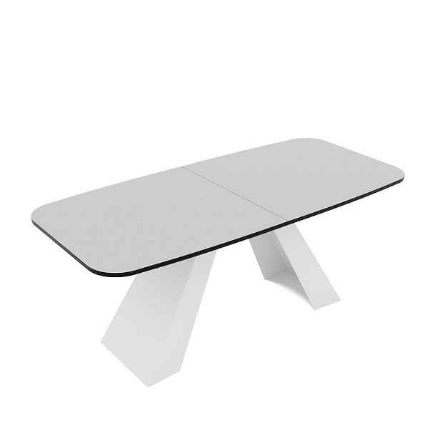 Idohome JÍDELNÍ STŮL ZENITH rozkládací 160/90/76 cm s kovovou podnoží, bílý
