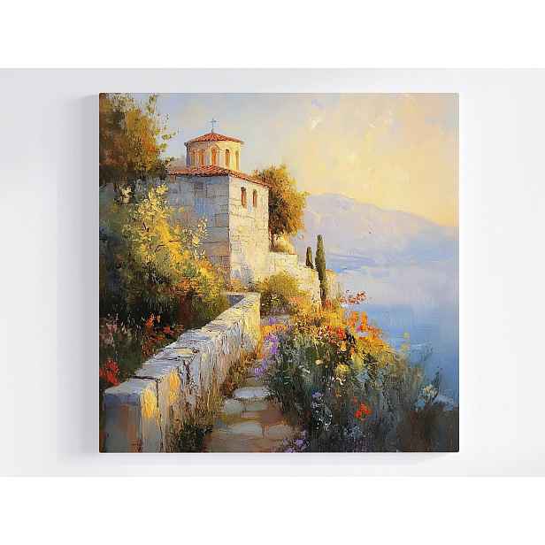 Obraz Na Plátně Canvas Krajina Jižní Moře Kostel Kaple Květiny 50x50