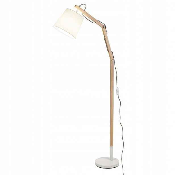 Skandinávská dřevěná stojací lampa s stínítkem