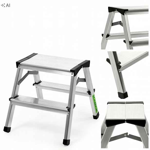 Skládací Stolička Plošina Žebřík 38 Cm Hliníková 2 Stupně 125 kg