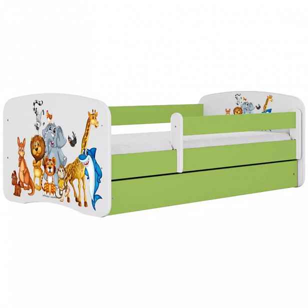 Dětská postel Babydreams+SZ+M zelená 70x140 Zvířátka