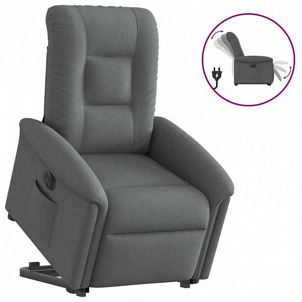 vidaXL Elektrické zvedací polohovací křeslo tmavě šedé textil