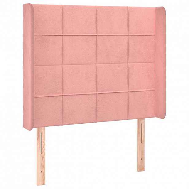 vidaXL Čelo postele typu ušák růžové 93x16x118/128 cm samet
