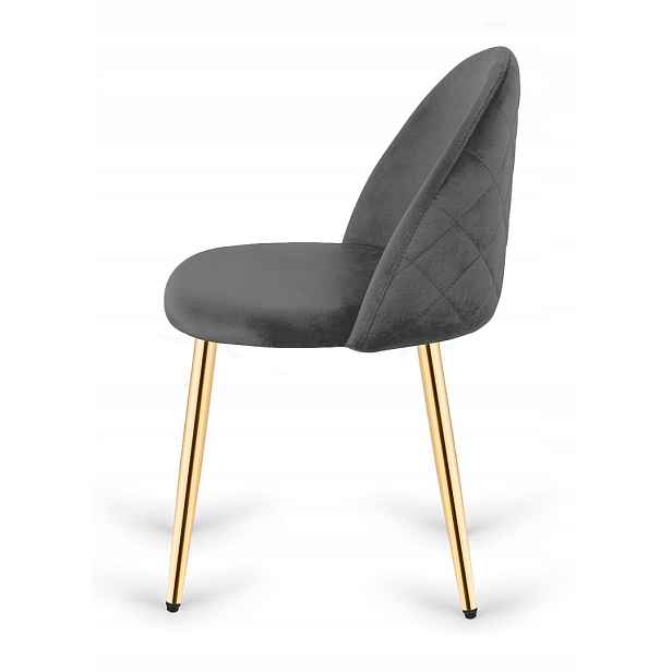 Čalouněná židle Gloria Dark Grey Velvet Gold Lugano