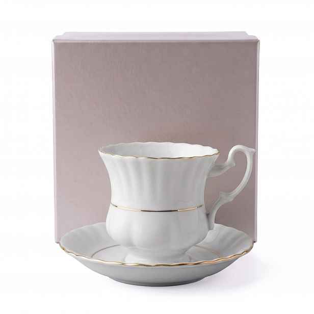 Elegantní porcelánový šálek s podšálkem 220 ml Chodzież Gift Box