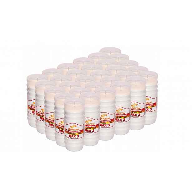 Sada parafínových náplní do hřbitovních svíček 14 cm Kerzen, doba hoření až 3 dny x30