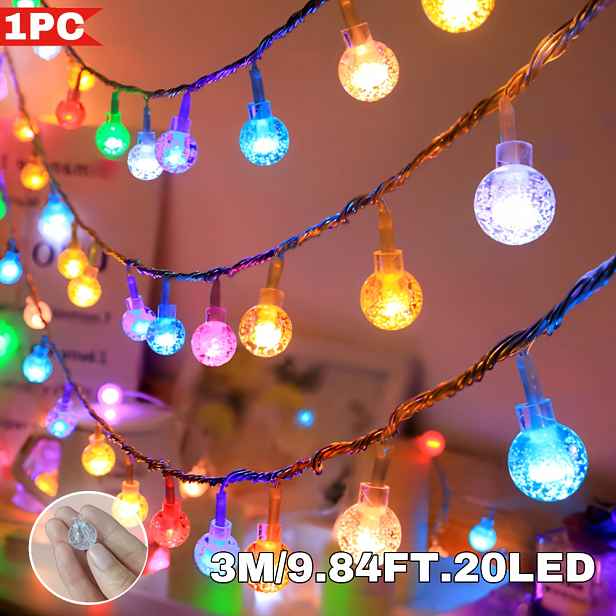 TEMU 1 ks, Barevná vnitřní řetězová světla, 40/20/10 LED, Křišťálová bublifuková kouzelná řetězová světla, Závěsná, Vhodná pro pokoj, ložnici, párty,