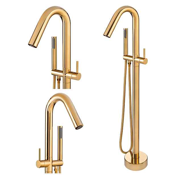 Volně Stojící Podlahová Otočná Vanová Baterie S-1224 G Zlatá
