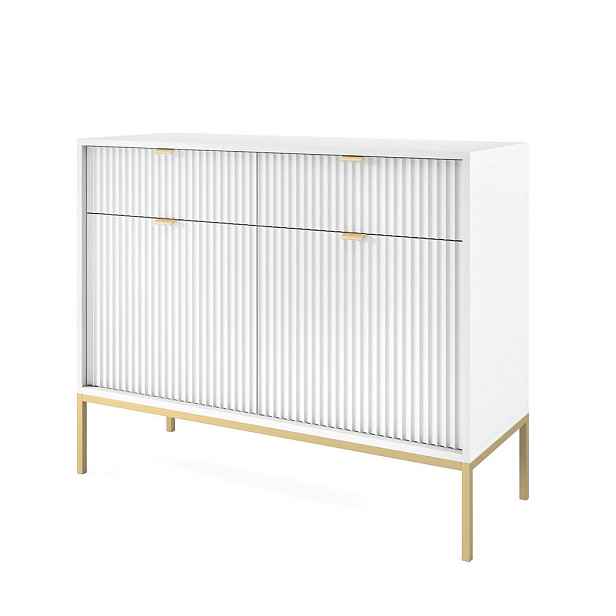 MASSENO KOMODA STELLARE, 104/83/39 cm s 2 zásuvkami a 2 dvířky, bílá