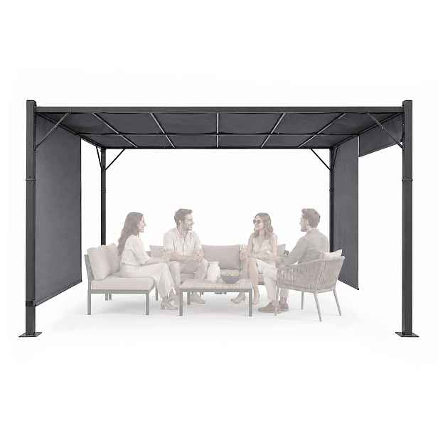 MultiGarden DN-FG-362 Zahradní pergola s bočními roletami 3 x 4 m, šedá