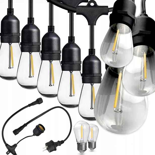 Zahradní Girlanda 20x Žárovka E27 Lampy 20M Led Řetěz 230V Led Závěsné
