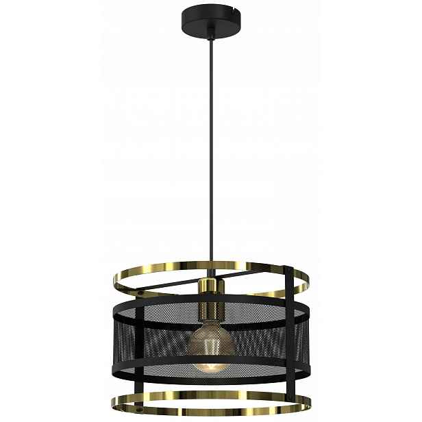 Závěsná stropní lampa Rim Černá Zlatá kovová 1xE27 30 cm moderní