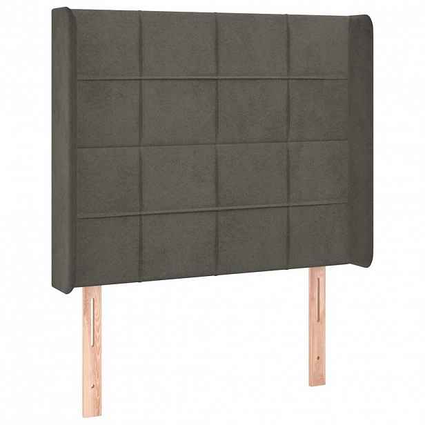 vidaXL Čelo postele typu ušák tmavě šedé 103x16x118/128 cm samet