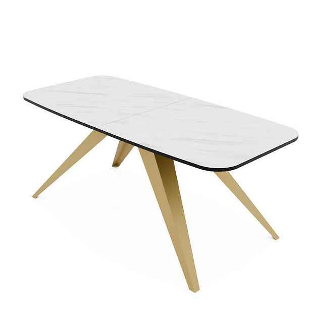 Idohome JÍDELNÍ STŮL FENTO rozkládací 180/90/76 cm, zlatý / Bianco (bílý)