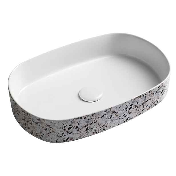 Isvea INFINITY OVAL keramické umyvadlo na desku, 55x36cm, terrazzo