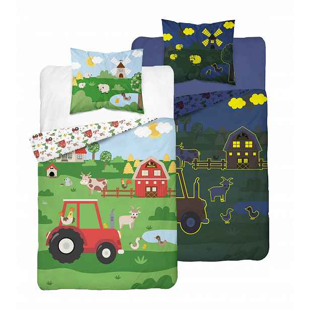 Povlečení Svítící Ve Tmě 160x200 Sielský Život Traktor Farma 01