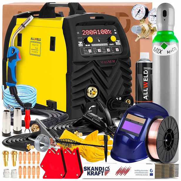 Svařovací Stroj Magnum Mig 222 Dual Puls Synergie 230V 200A Tig Lift Spot Mma Flux