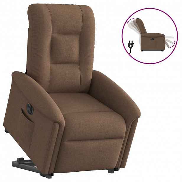 vidaXL Elektrické zvedací polohovací křeslo hnědé textil