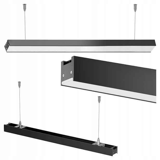 Lineární závěsná Led kancelářská lampa 120 cm 40W 4500K černá Xudo