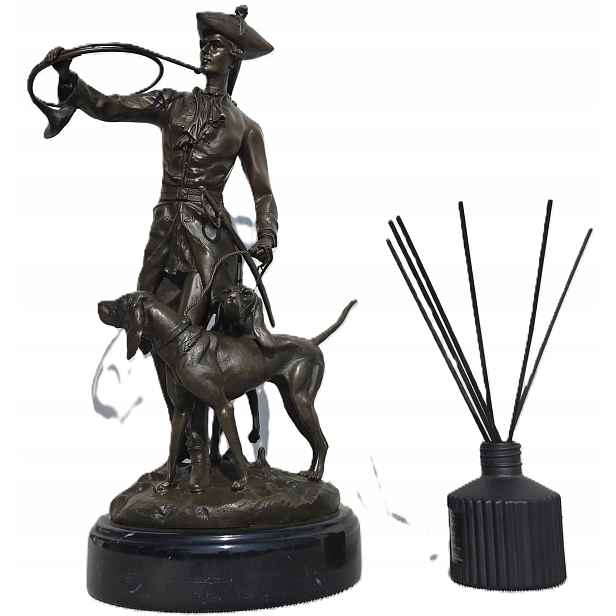 Figura Figurka Bronzová socha Myslivec se psy Kunst Lov Dekorace