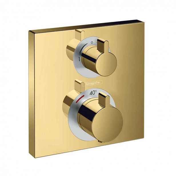 Hansgrohe Ecostat Square - Termostatická baterie pod omítku pro 2 spotřebiče, zlatá 15714990