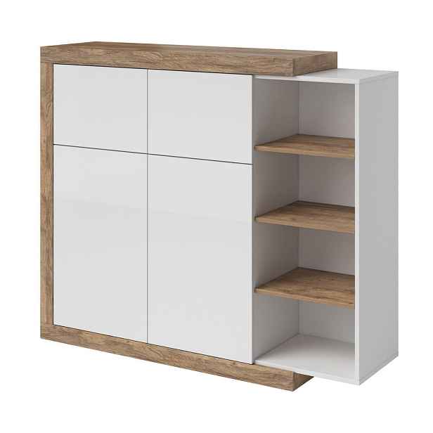 MASSENO VYSOKÁ KOMODA SINFONIA, 150/128/40 cm s 2 dvířky, dekor dub