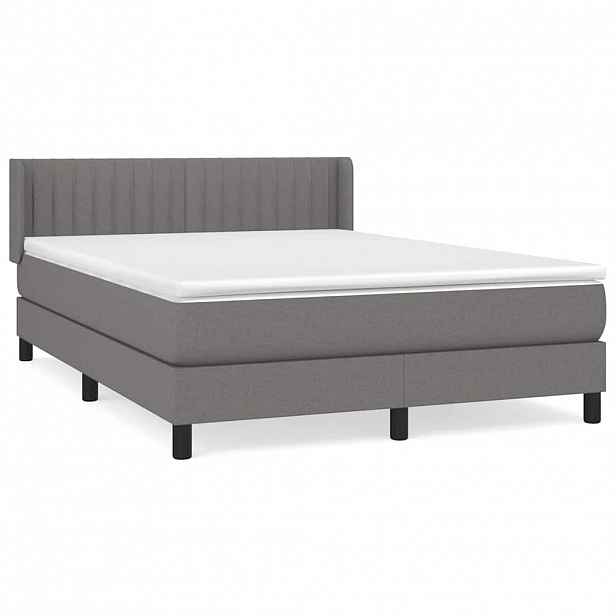 vidaXL Box spring postel s matrací tmavě šedý 140 x 190 cm textil