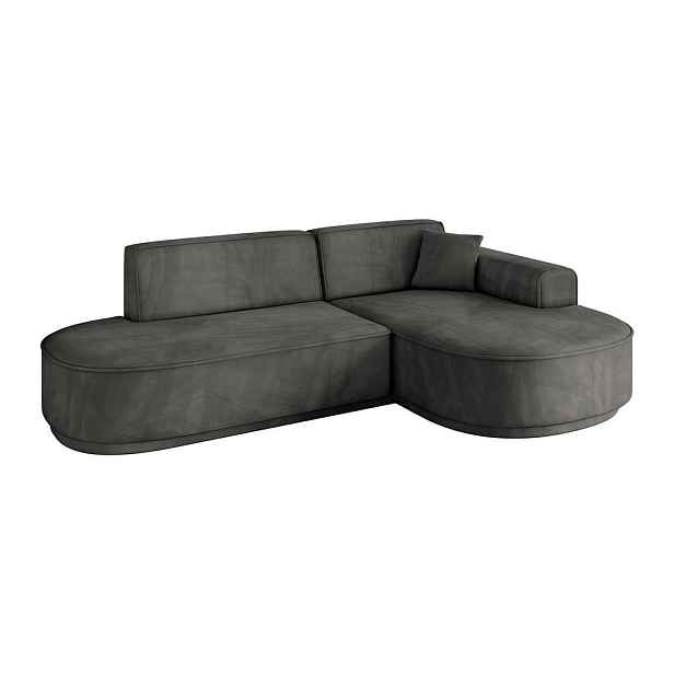 ALTDECOR ROHOVÁ SEDAČKA s otomanem, pravá MARI-L1-v3 243x171x83 Tmavě šedá Velur