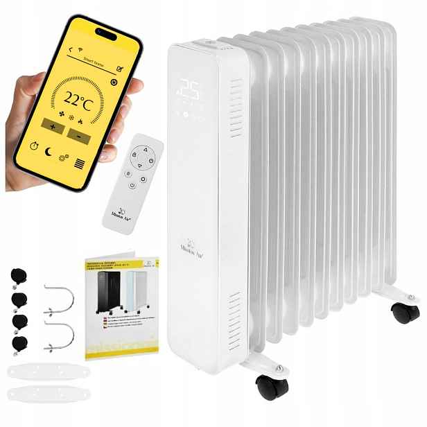 Elektrický olejový radiátor Mission Air Oslo bílý 2500 W bílý Wifi Timer
