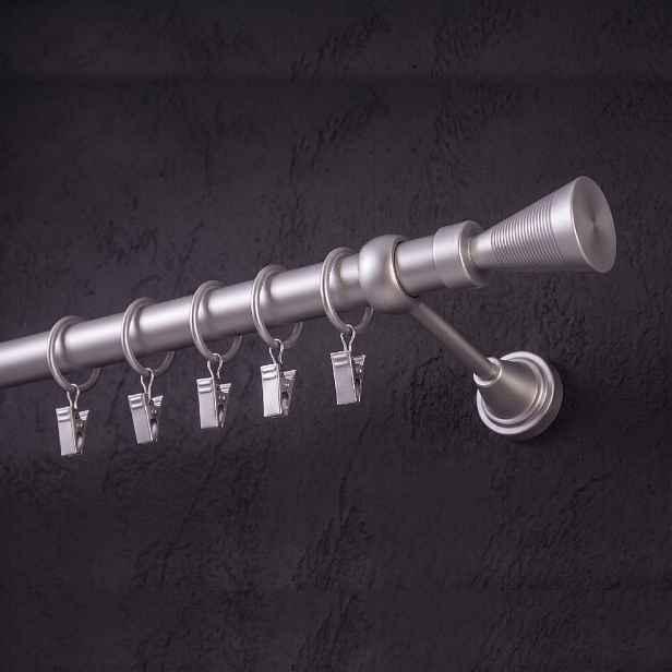 Kovová garnýž Ø 25 mm více rozměrů FRANKO FINLEY matný chrom jednořadá Mybesthome Rozměr: 200 cm