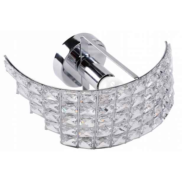 Nástěnná Lampa S Křišťálovou Barvou, Stříbrná, Nástěnná Lampa Glamour, Chrom, E27