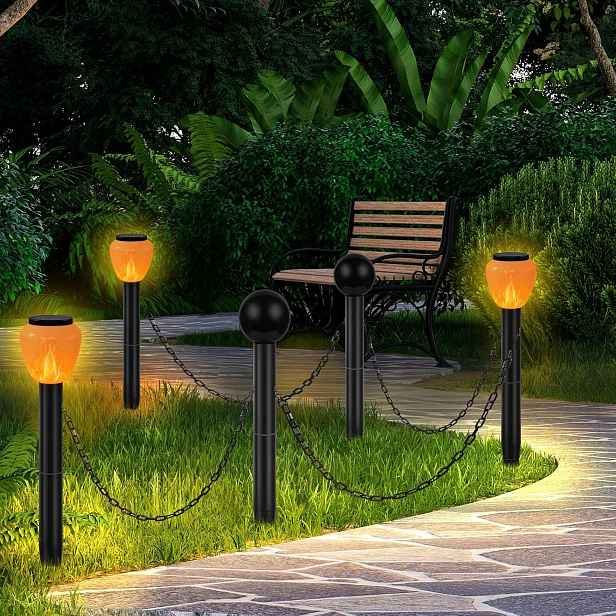 Solární zahradní Led lampy imitace ohně, plamen, dekorace cest